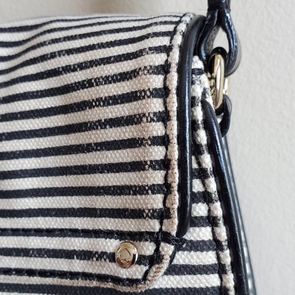 Vintage Kate Spade Striped black and white Canvas Crossbody Bag RARE - Picture 14 of 16